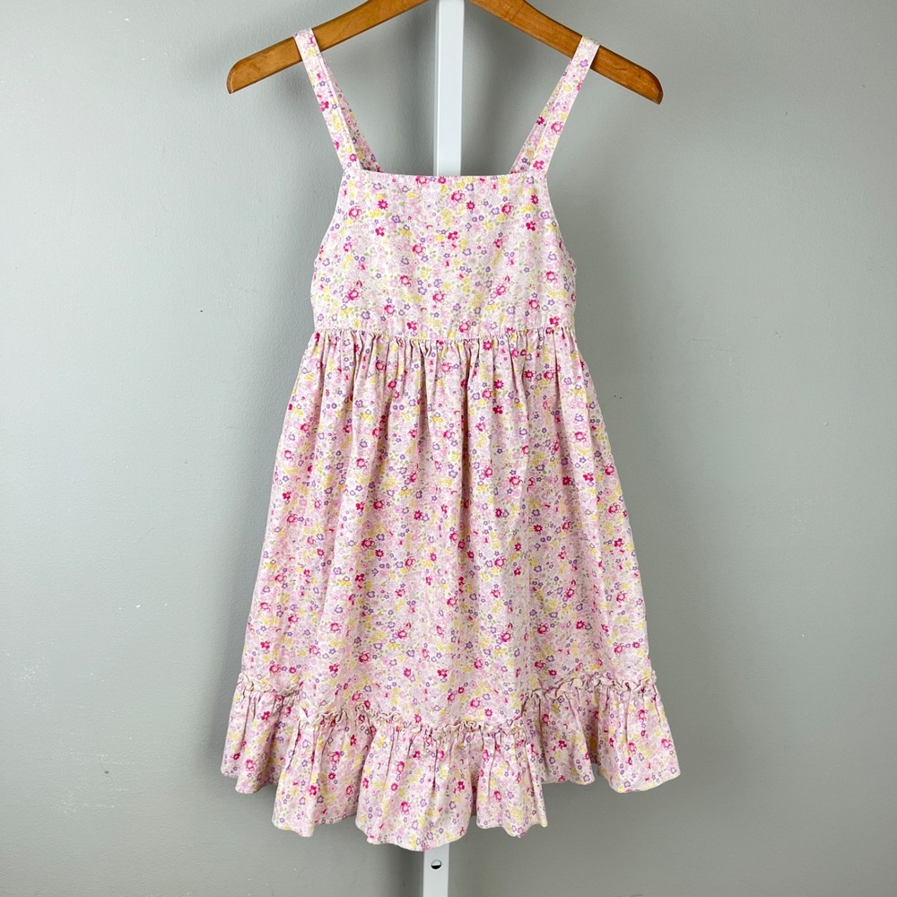 Girls Laura Ashley Floral Smocked Dress Size 4 Spring Easter Summer Pink Purple